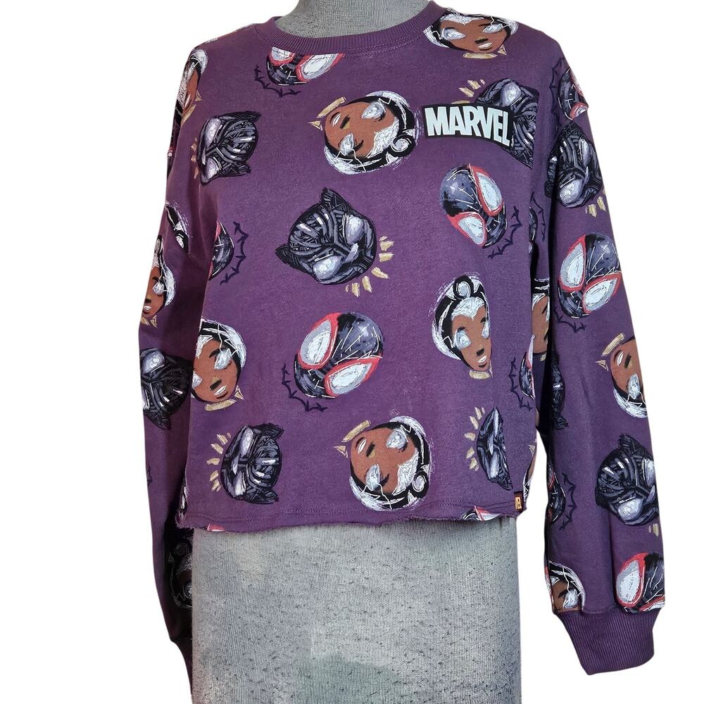 Black Panther Marvel Crop Cotton Blend Sweatshirt Size Medium New with Tag